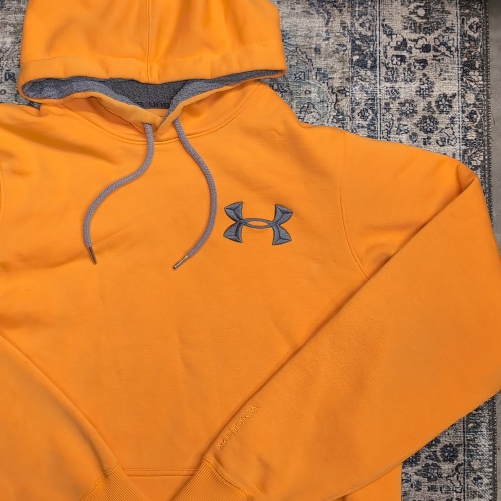 Under Armour UA Storm Lined Orange Pullover Hoodie Sweater in Orange